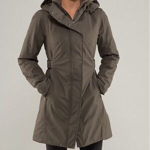 Rare Lululemon Apres Piste Jacket Hooded Green Sage Wren Oyster Grey Size‎ 4